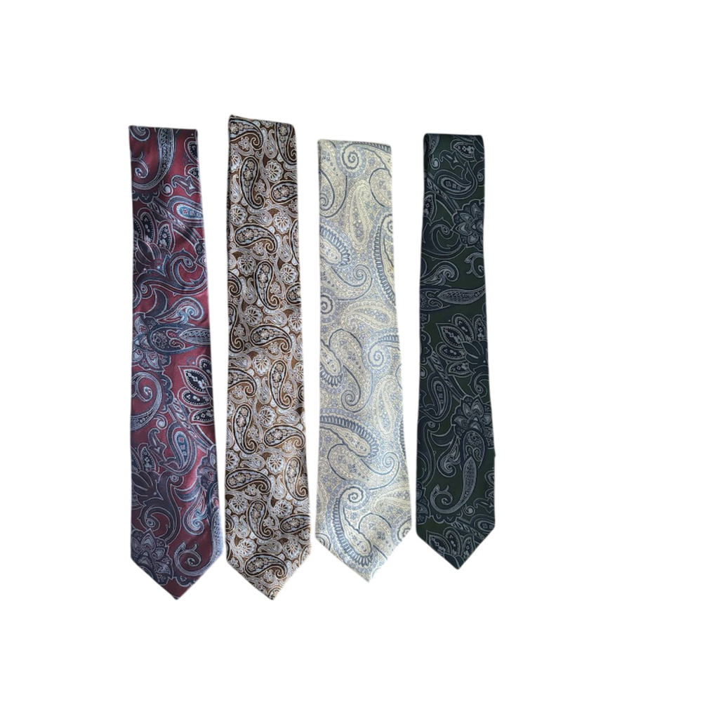 Tazio Elite 4 Pack Paisley Ties Men’s Neck Tie Bundle – Silk Feel